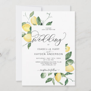 Lemons Yellow Garden Summer Lemons Fruit Wedding Invitation