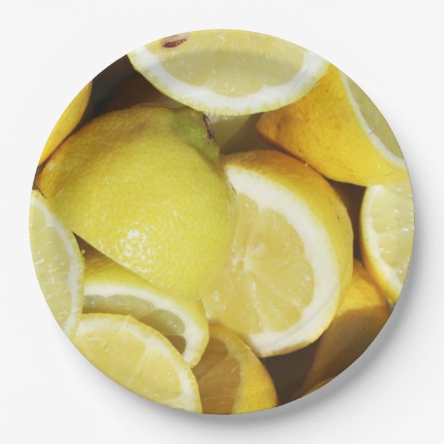 Lemons Yellow Paper Plate (Front)