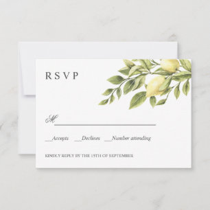 Lemons   Yellow   Rustic WEDDING Classic RSVP Card