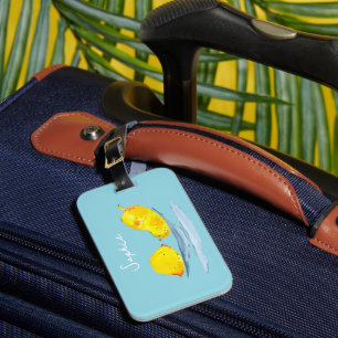 Lemons yellow watercolor art luggage tag
