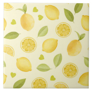 Lemons Yellow Watercolor Design Tile