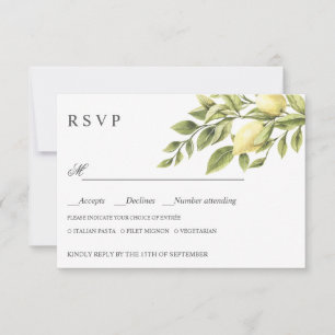 Lemons   Yellow WEDDING RSVP MEAL CHOICE