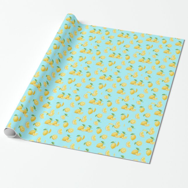LemonsLightBlue Wrapping Paper (Unrolled)