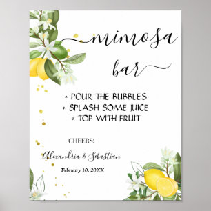 Lemony Greenery Mimosa Bar Bridal Shower Sign