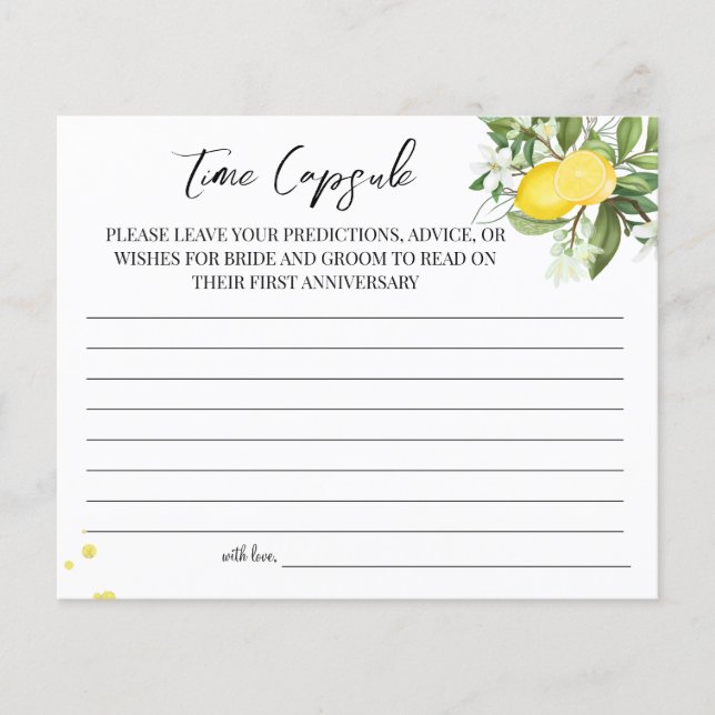 Lemony Time Capsule wedding anniversary card (Front)