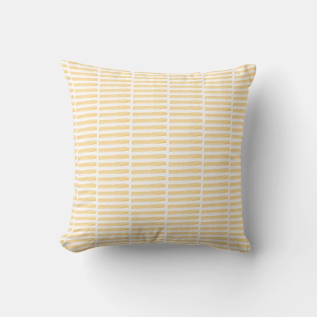 Lemony Yellow Watercolor Stripes Cushion (Front)