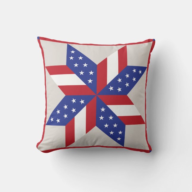 LeMoyne Star {Flag} Throw Pillow | Barn Quilt (Front)
