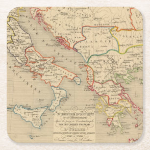L'Empire d'Orient, l'Italie, 1200 a 1300 Square Paper Coaster