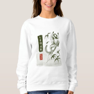LEMUR 狐猴 Japanese style sumi-e Sweatshirt