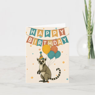 Lemur Birthday Card – Cute Party Animal