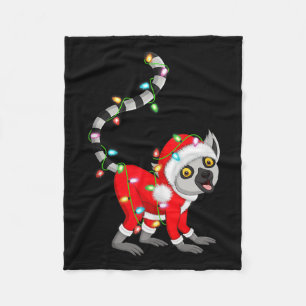 Lemur Christmas Lights Santa Costume Cute Animal X Fleece Blanket