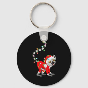 Lemur Christmas Lights Santa Costume Cute Animal X Key Ring
