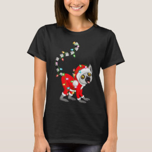 Lemur Christmas Lights Santa Costume Cute Animal X T-Shirt