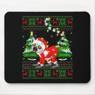 Lemur Christmas Lights Santa Costume Ugly Xmas Swe Mouse Mat