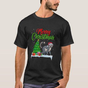 Lemur Christmas Tree Lights Funny Xmas Lemur Lover T-Shirt