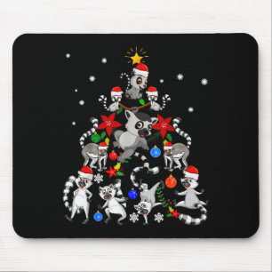 Lemur Christmas Tree Santa Hat Xmas Holiday Costum Mouse Mat