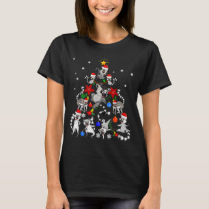 Lemur Christmas Tree Santa Hat Xmas Holiday Costum T-Shirt
