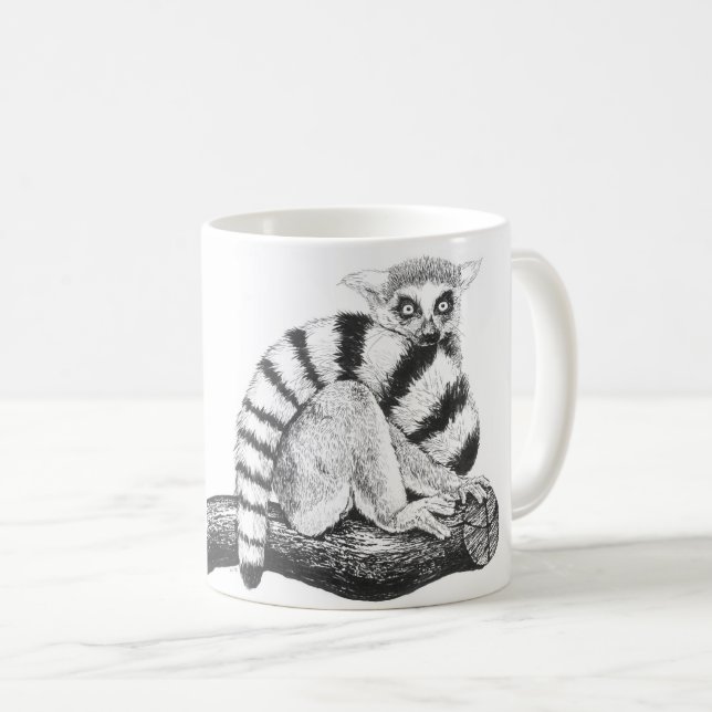Lemur drawing coffee mug (Front Right)