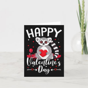 Lemur Holding Heart Loves Happy Valentines Day  Card
