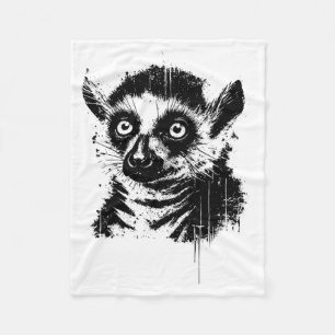 Lemur Ink Art Jungle Madaga Wildlife Rtrait Nge  Fleece Blanket