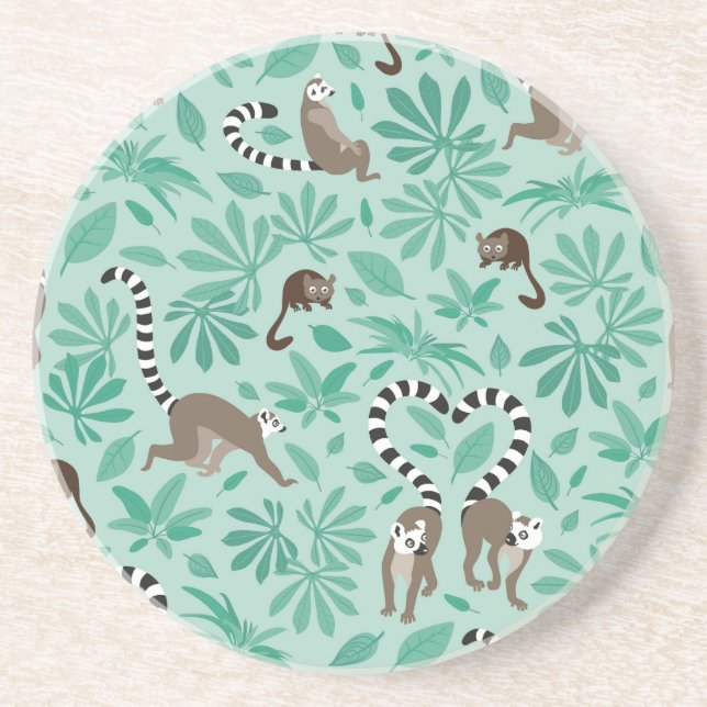 Lemur love mint leaves coaster (Front)