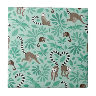Lemur love mint leaves tile