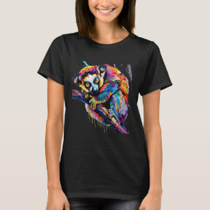 Lemur Monkey Colourful Drawing Artwork Madagascar  T-Shirt