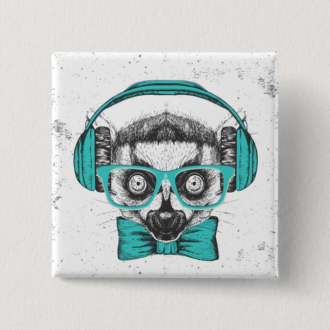 Lemur | Music Lover 15 Cm Square Badge (Front)