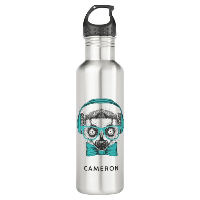 Lemur | Music Lover | Add Your Name 710 Ml Water Bottle (Front)