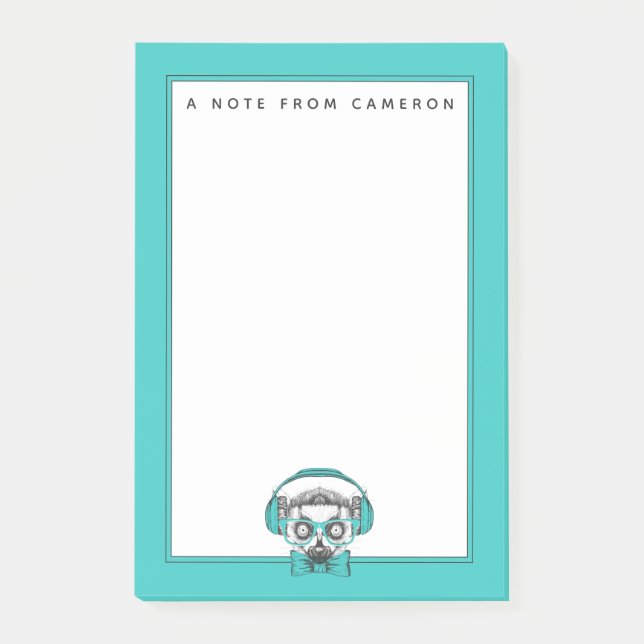 Lemur | Music Lover | Add Your Name Post-it Notes (Front)
