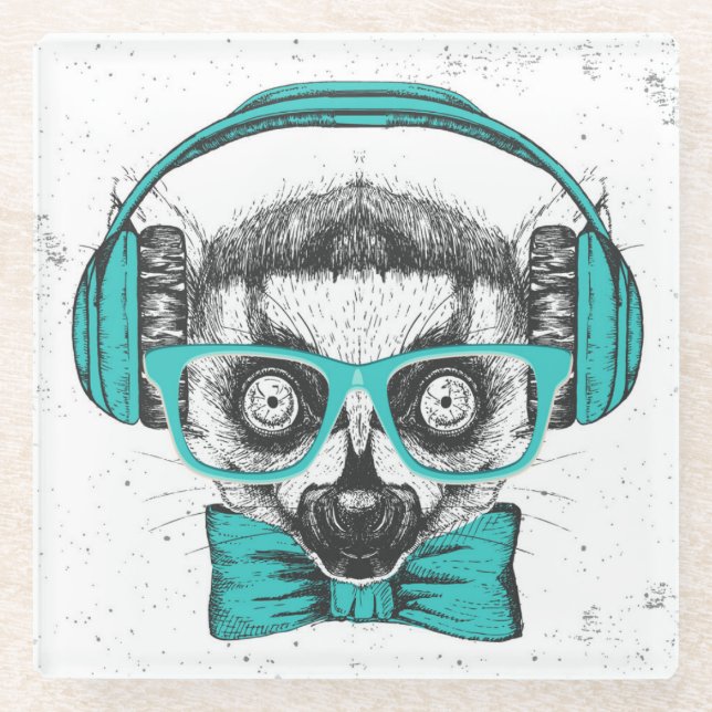 Lemur | Music Lover Glass Coaster (Front)