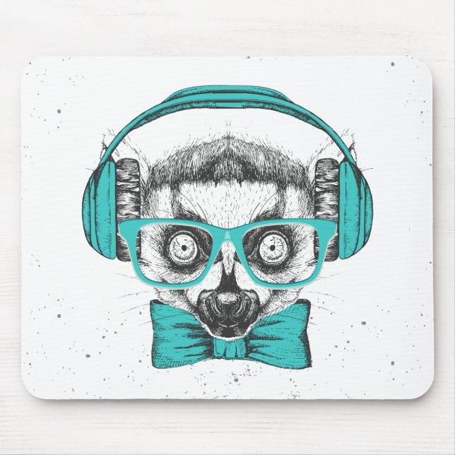 Lemur | Music Lover Mouse Mat (Front)