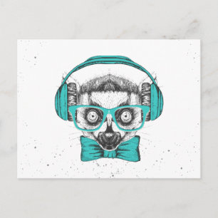 Lemur Music Lover Postcard