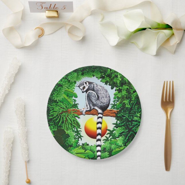 Lemur of Madagascar Paper Plate (Wedding)
