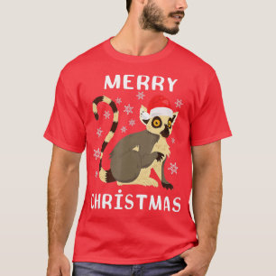 Lemur Santa Merry Christmas Lemur Lover Cute Anima T-Shirt