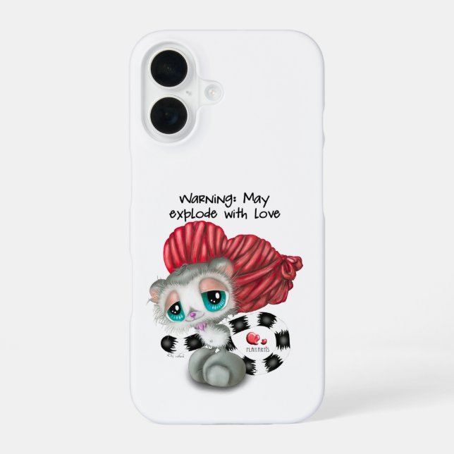 Lemur Whispers of Love – Surprise Heart iPhone 16 Case (Back)