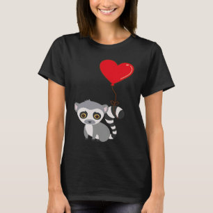 Lemur With Heart Balloon Valentines Day Love Boys T-Shirt