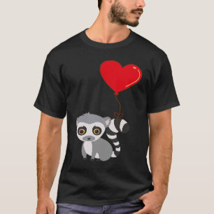 Lemur With Heart Balloon Valentines Day Love Boys T-Shirt