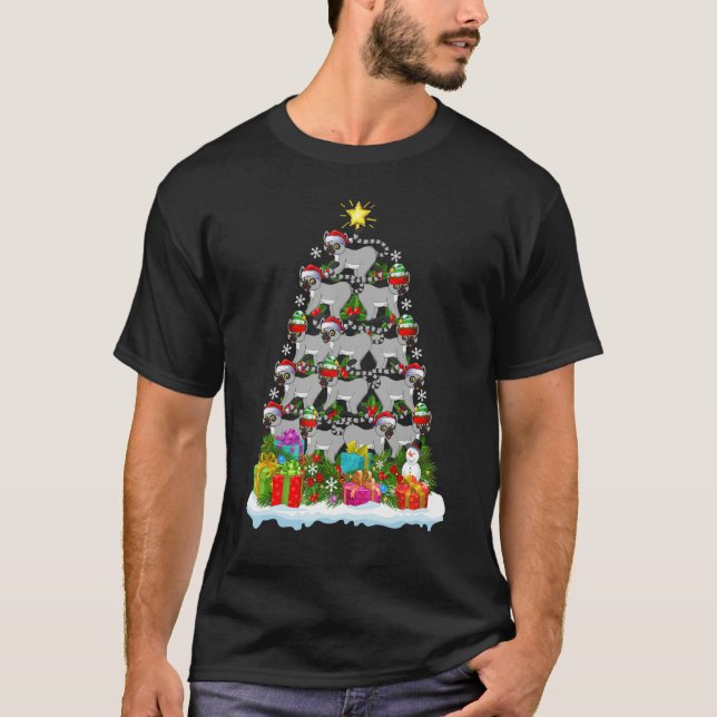 Lemur   Xmas Holiday   Lemur Christmas Tree T-Shirt (Front)
