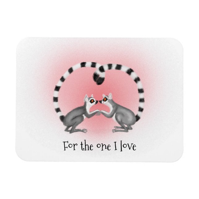 Lemurs in love cute Valentine's magnet (Horizontal)