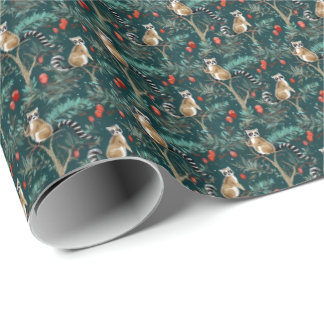 Lemurs in Trees Christmas wrapping paper