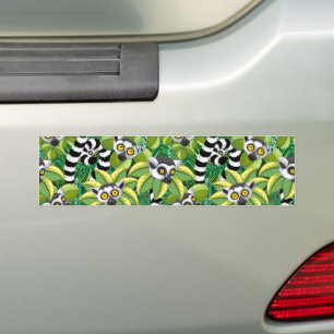 Lemurs of Madagascar in Exotic Jungle Bumper Sticker