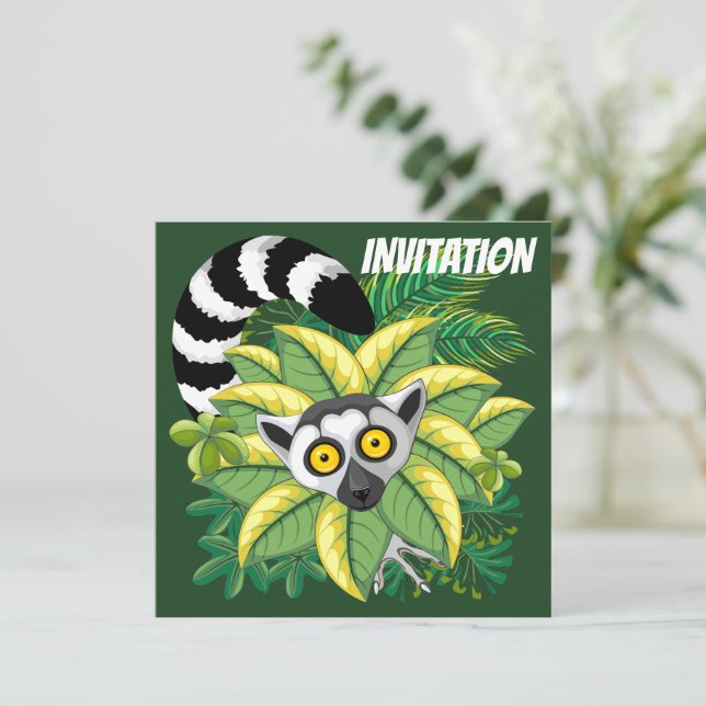 Lemurs of Madagascar in Exotic Jungle Invitation (Standing Front)