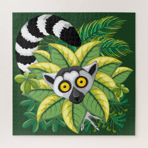 Lemurs of Madagascar in Exotic Jungle Jigsaw Puzzle