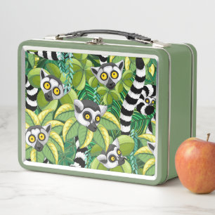 Lemurs of Madagascar in Exotic Jungle Metal Lunch Box