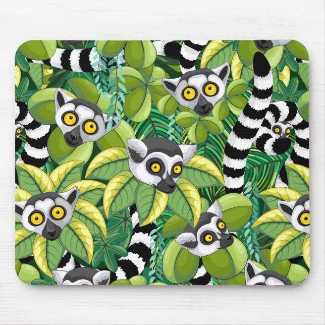 Lemurs of Madagascar in Exotic Jungle Mouse Mat (Front)