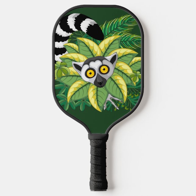 Lemurs of Madagascar in Exotic Jungle Pickleball Paddle (Front)