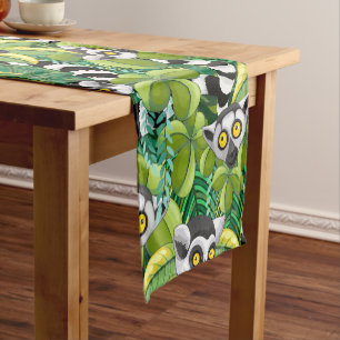 Lemurs of Madagascar in Exotic Jungle Short Table Runner