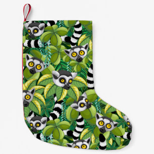 Lemurs of Madagascar in Exotic Jungle Small Christmas Stocking