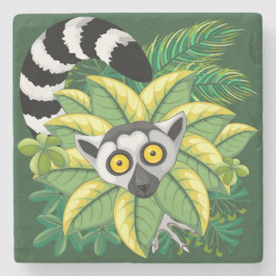 Lemurs of Madagascar in Exotic Jungle Stone Coaster